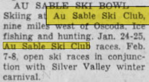 Au Sable Ranch and Ski Resort (Au Sable Ski Ranch) - Jan 1953 Ad